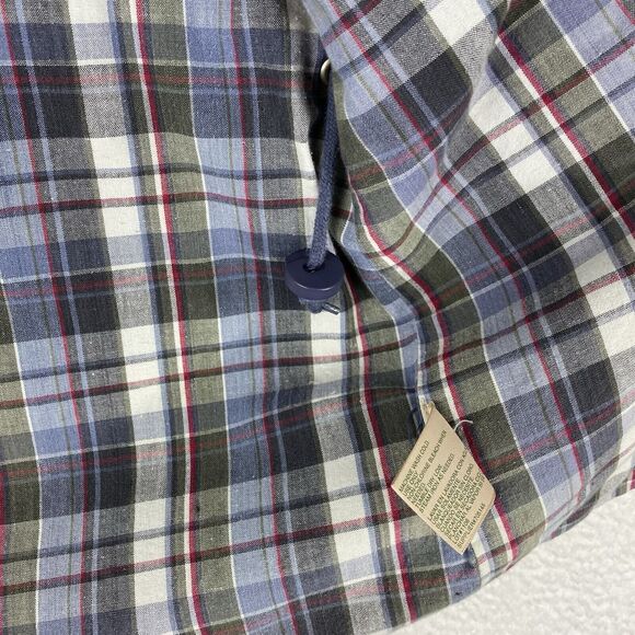 Vtg St Johns Bay Jacket Womens Sz L Blue Chore Coat Hooded Plaid Lined Full Zip - Picture 11 of 16
